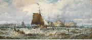 William Allen Wall Prison hulks and other shipping lying in the Hamoaze oil painting artist